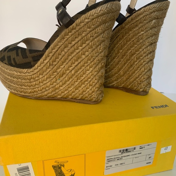 Authentic FENDI Zucca Monogram Espadrille Wedge Sandals EU 37 - Picture 5 of 9